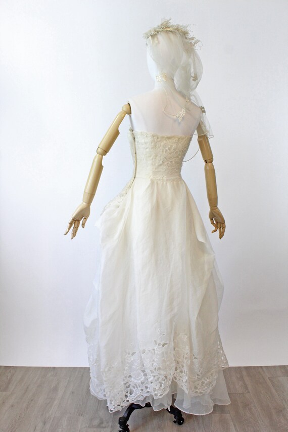 1950s BONWIT TELLER organza broderie anglaise wed… - image 9