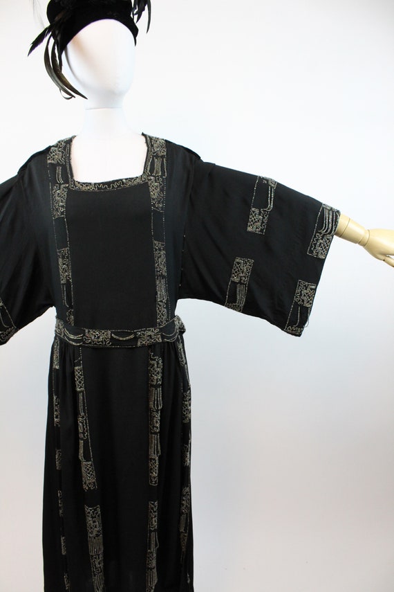 1920s silk beaded kimono sleeve dress small | vin… - image 4