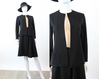 1970s HALSTON SUIT wrap skirt and jacket xs | new winter