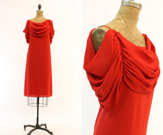 1980s Pierre Cardin Dress Small Vintage Draped Cut Out - Etsy