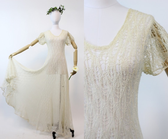 1930s Spiderweb Lace Knit Dress Vintage Wedding Dress Etsy