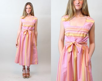 1970s SAKS YOUNG DIMENSIONS cotton dress small medium | new spring summer
