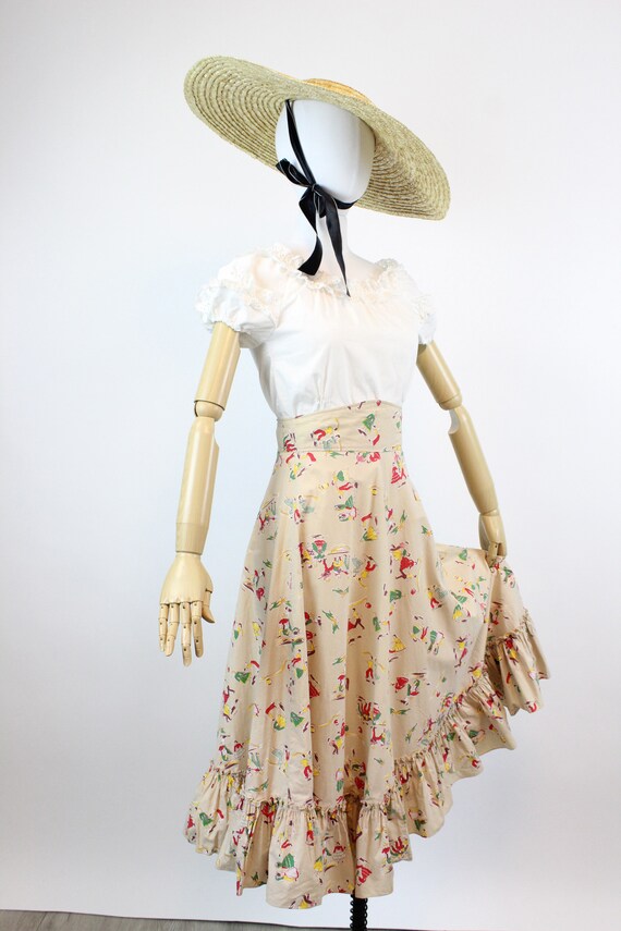 1940s novelty SQUARE DANCE print skirt xs | new f… - image 7