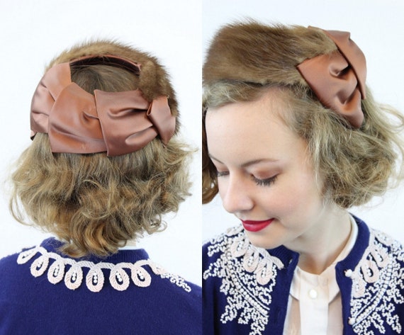 1950s mink hat | satin ring cage | halo hat