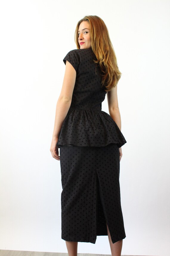 1980s PUNK Betsey Johnson EYELET PEPLUM dress xs … - image 6