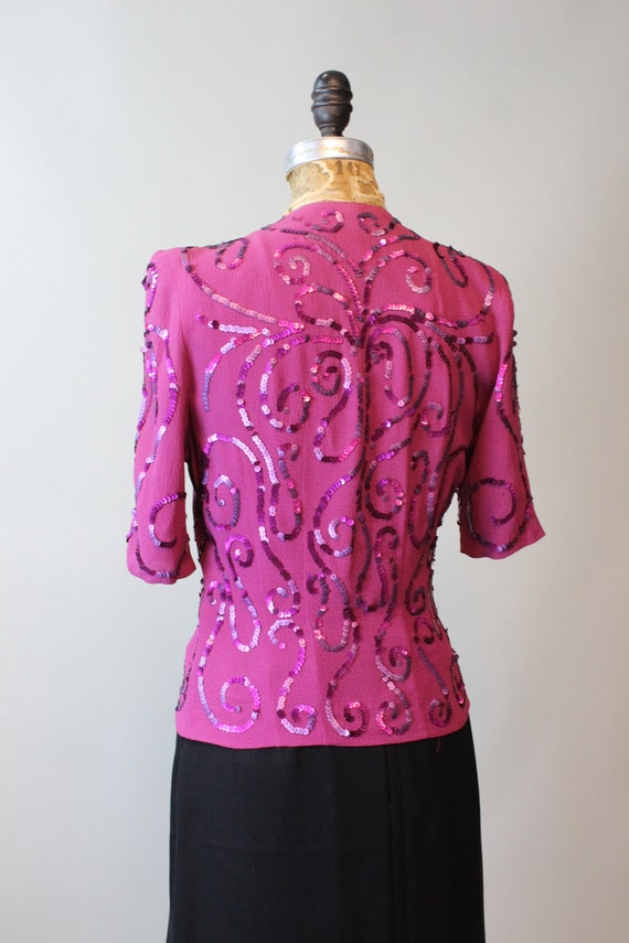 1940s RASPBERRY sequin blouse small | new fall wi… - image 7