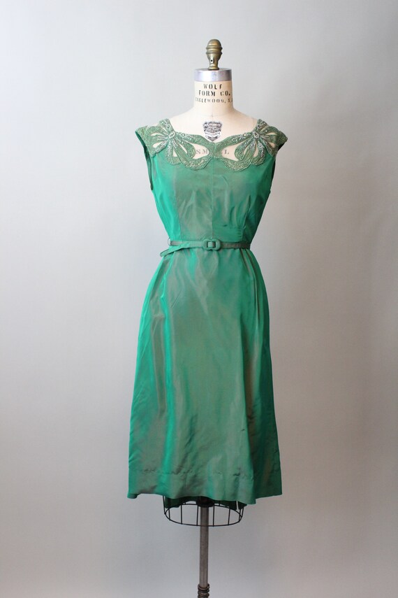 1960s Mr Blackwell Custom green TRAIN dress xs | … - image 6