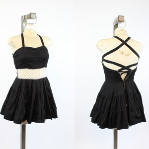 1950s cotton playsuit dress xs | vintage swim dress with briefs romper | new spring summer