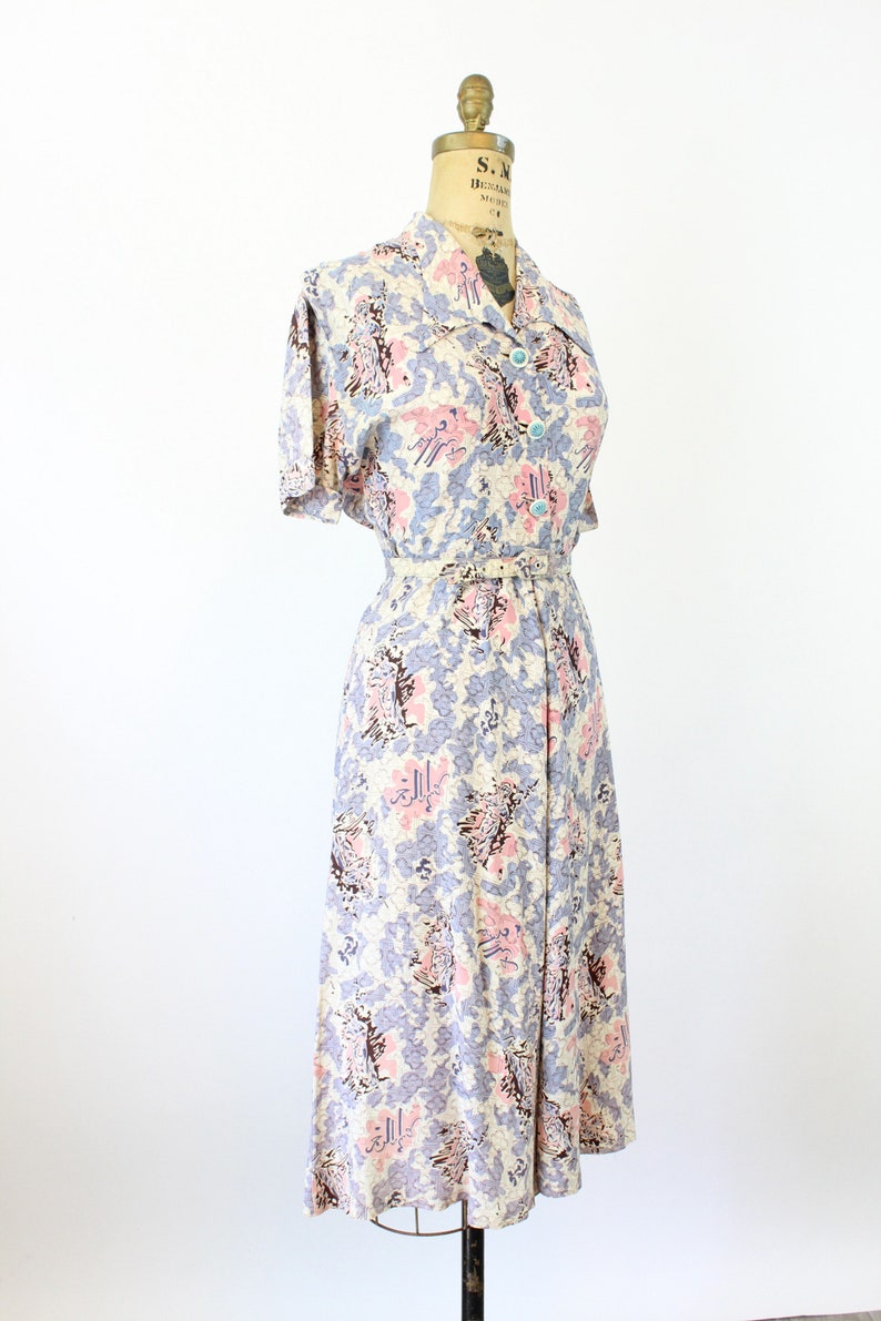 1940s WOMEN STATUE novelty print dress medium new spring summer image 7