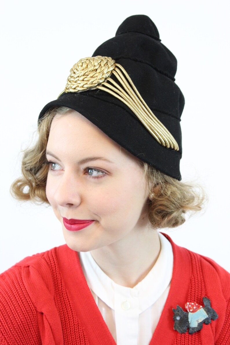 1940s turban hat wool gold bullion high profile image 2