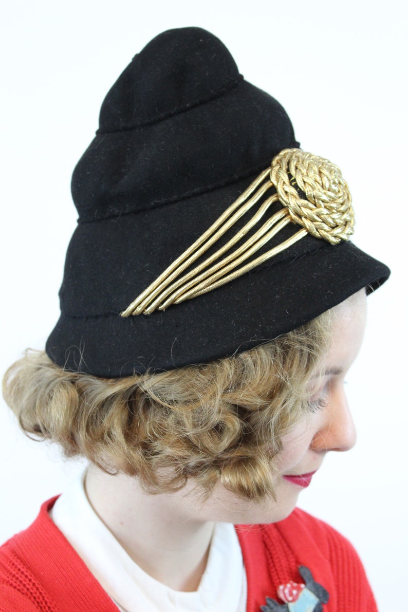 1940s turban hat wool gold bullion high profile image 3