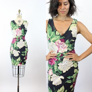 1980s PUNK Betsey Johnson ROSE PRINT dress small new spring summer image 1