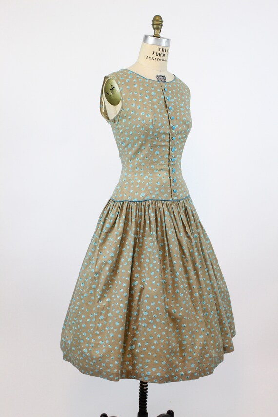 1950s rose print cotton dress small medium | vint… - image 6