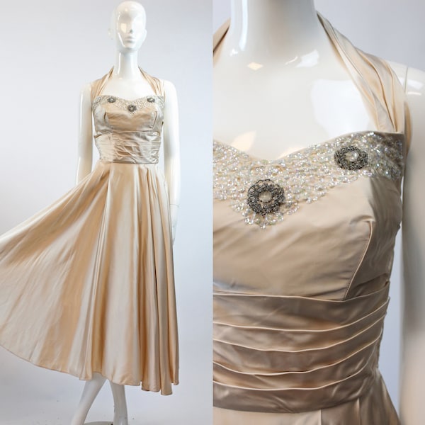 Beaded Halter Dress Etsy