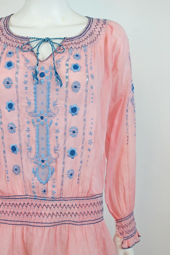 1920s RARE PINK Hungarian peasant dress small vinta… Gem