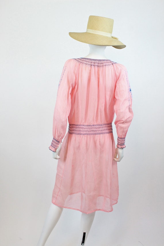 1920s RARE PINK Hungarian peasant dress small vinta… Gem