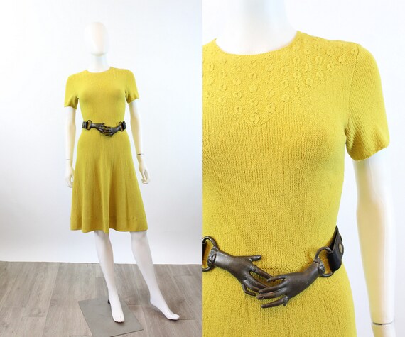 1940s CHARTREUSE knit dress xs small | new spring… - image 1
