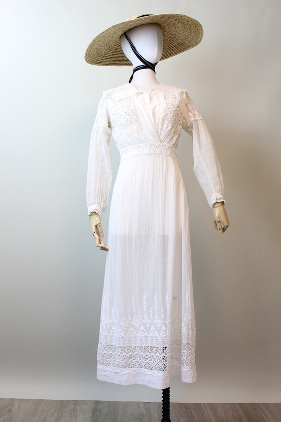 1910 ANTIQUE cotton lace edwardian lingerie dress… - image 2