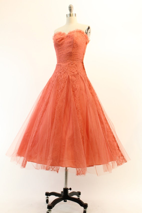 1950s cupcake lace dress xs | vintage tulle strap… - image 2