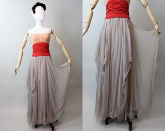 1940s HOWARD GREER chiffon draped gown dress xs | new fall