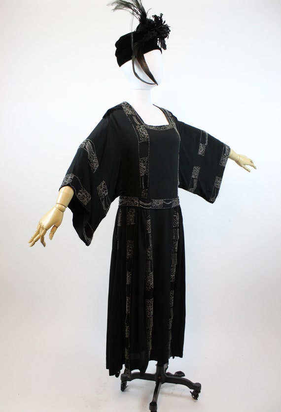 1920s silk beaded kimono sleeve dress small | vin… - image 7