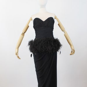 1980s VICTOR COSTA marabou feather sarong gown dress xs new winter image 2