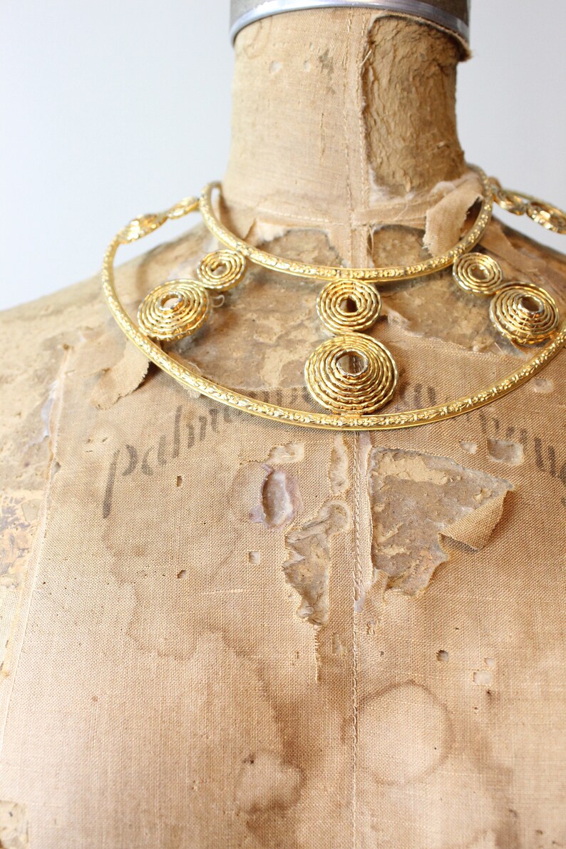 1970s EGYPTIAN gold bib CHOKER MASSIVE necklace new spring summer image 5