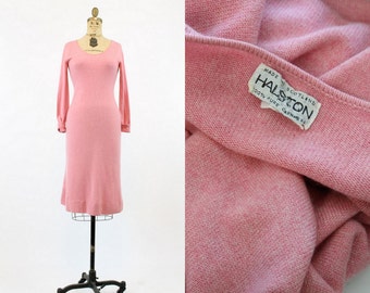 1970s  Halston cashmere dress | vintage designer sweater dress | xs small