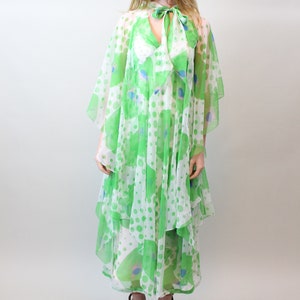 1970s SHEER double layered MAXI dress cape xs new spring summer image 7