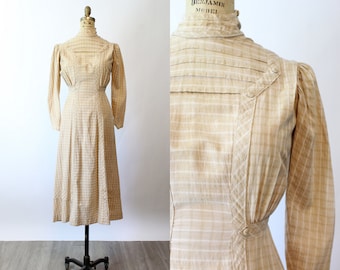ANTIKT EDWARDIANSK BOMULLSKLÄNNING FRÅN 1905 XXL | ny höst