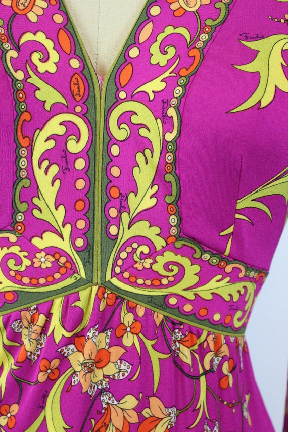 1960s 1970s EMILIO PUCCI magenta chartreuse SILK … - image 5