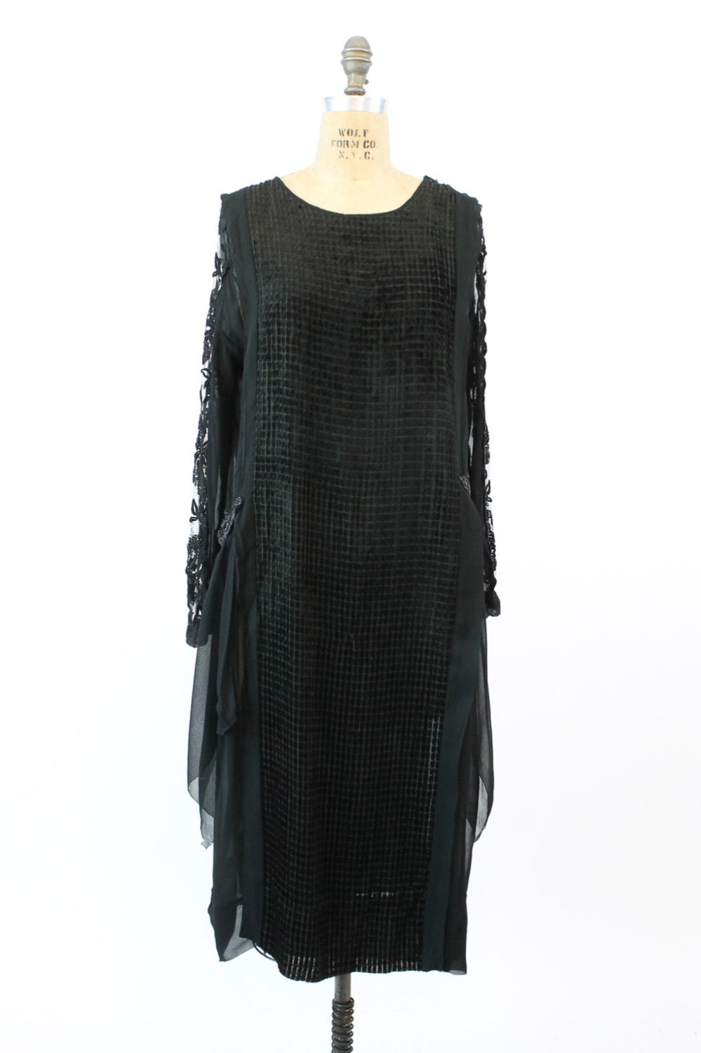 1920s devore velvet dress medium large antique silk lace | Etsy