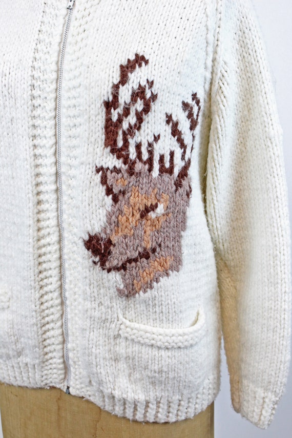 1960s Cowichan KNIT DEER cardigan sweater small m… - image 4