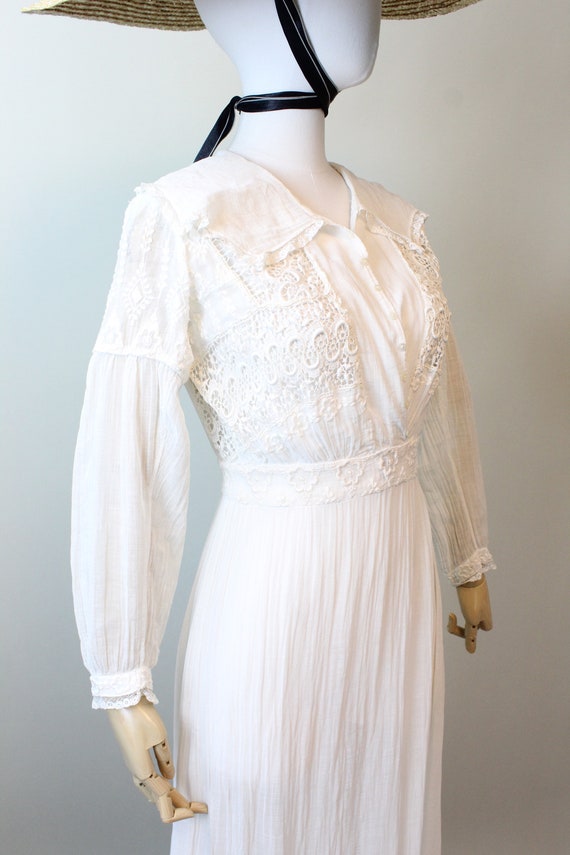 1910 ANTIQUE cotton lace edwardian lingerie dress… - image 8