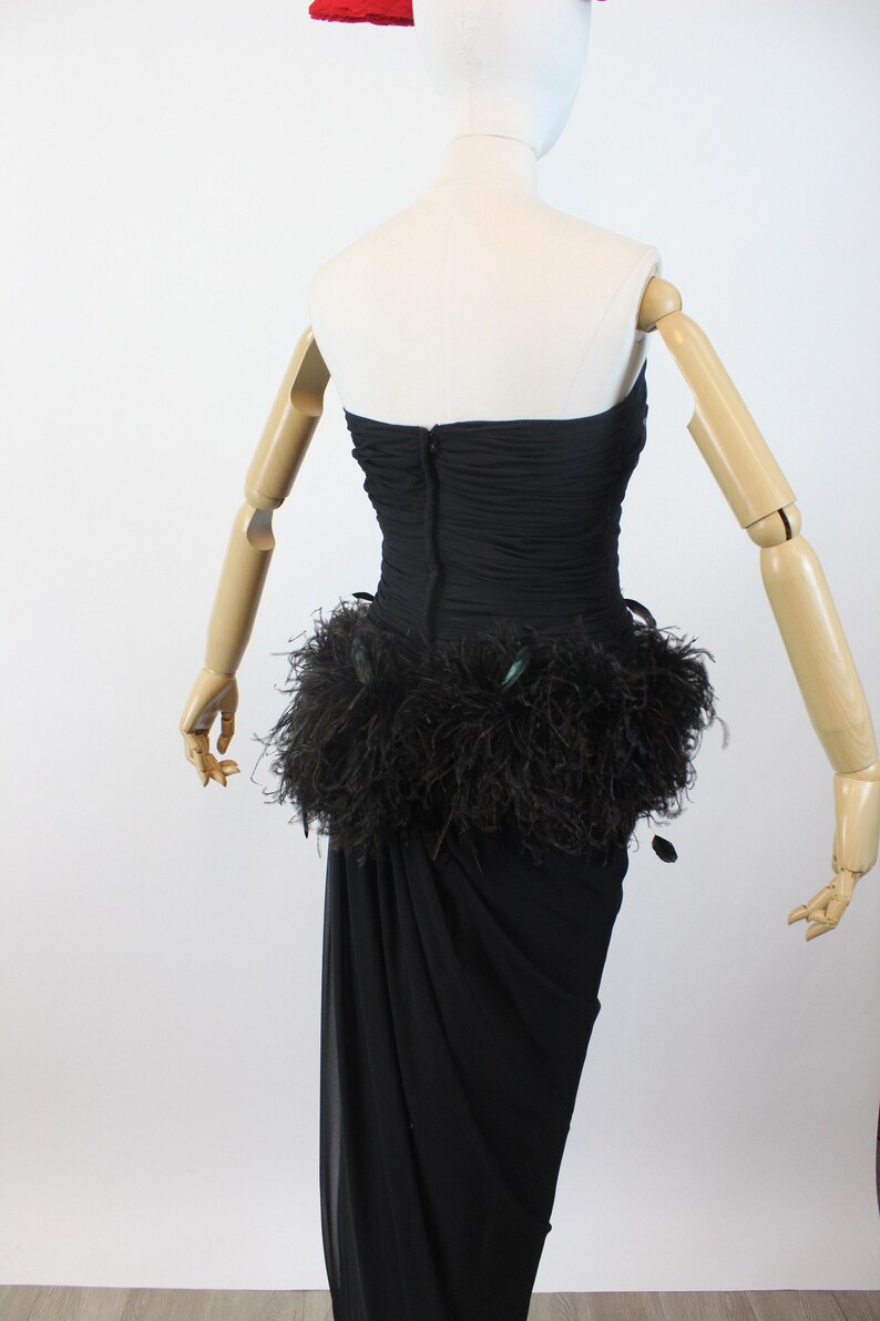 1980s VICTOR COSTA marabou feather sarong gown dress xs new winter image 9