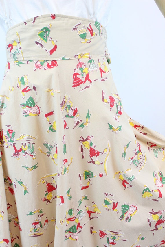 1940s novelty SQUARE DANCE print skirt xs | new f… - image 4