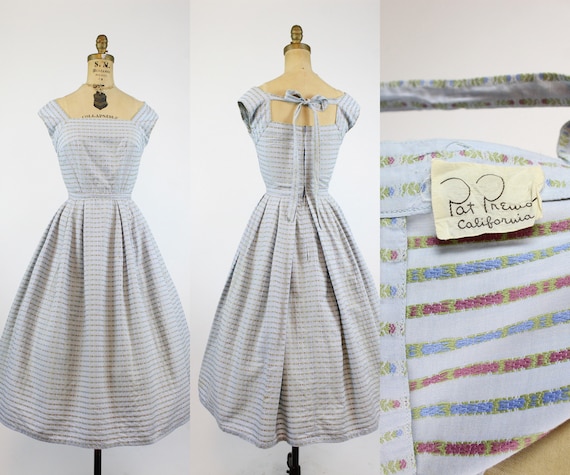 1950s Pat Premo cotton dress xxs | 1950s back tie