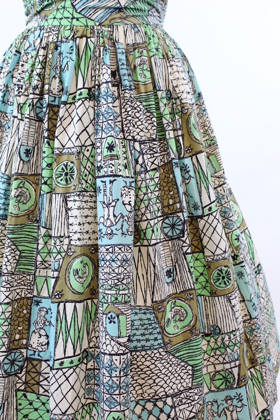 1950s novelty print dress xs | vintage wedding sc… - image 7