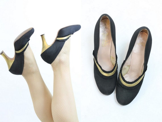 1930s gold and black deco shoes size 4.5 us | vint