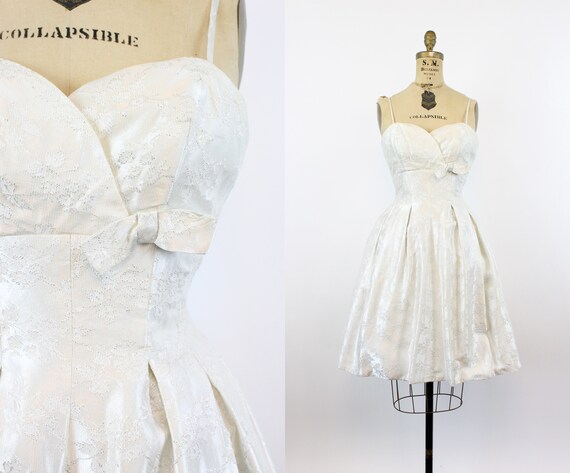 1950s silk brocade dress | full skirt | xs