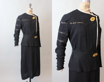 1920s 1930s SPIDERWEB open bakelite button dress medium | new fall