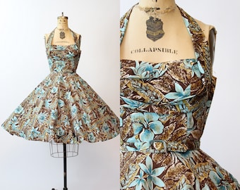 1950s orchid HAWAIIAN HALTER dress xs | new spring summer