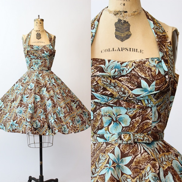 1950s orchid HAWAIIAN HALTER dress xs | new spring summer