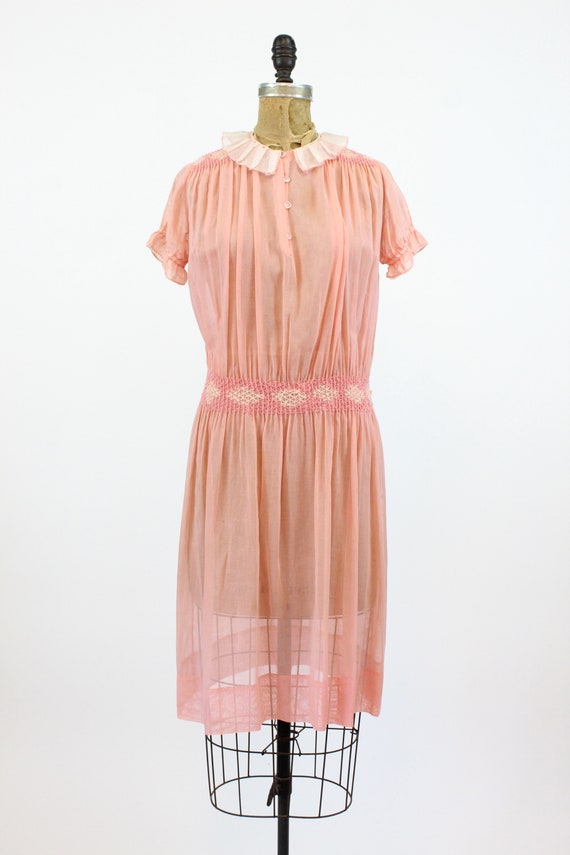1920s cotton day dress xs small | vintage smocked… - image 2