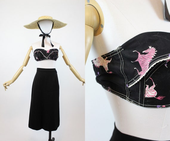1950s zebra print novelty bustier top xs | vintage