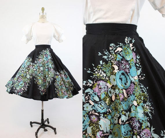 1950s floral circle skirt small | vintage cotton s