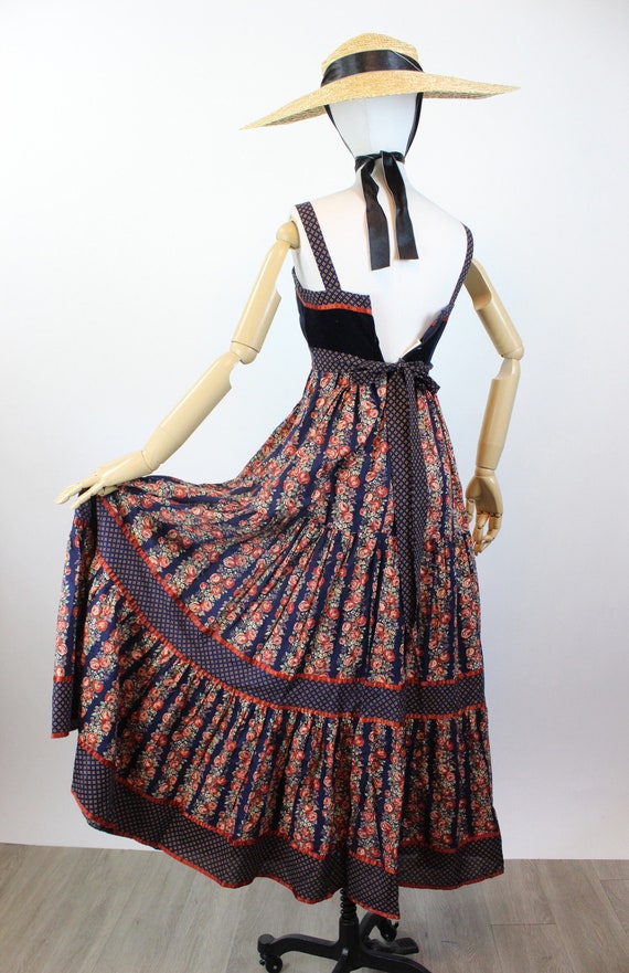 1970s GUNNE SAX cabbage rose corset maxi dress xss | … - Gem