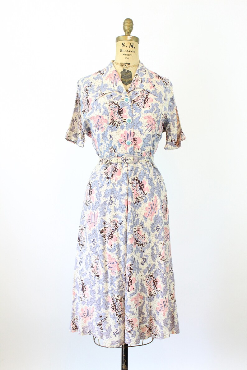 1940s WOMEN STATUE novelty print dress medium new spring summer image 2