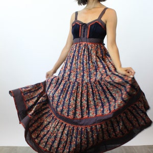 1970s GUNNE SAX Cabbage Rose Corset Maxi Dress Xss | New Spring Summer ...
