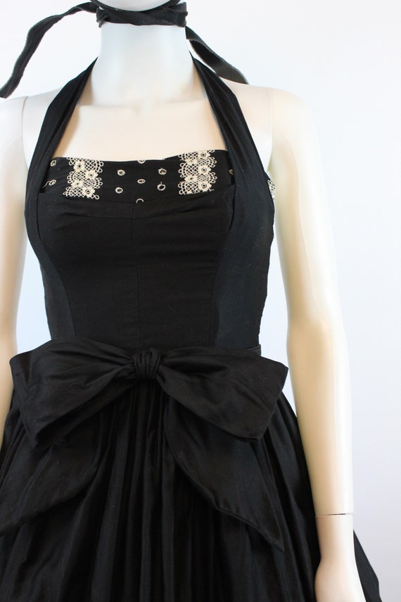 1950s Joan Barrie HALTER cotton dress EYELET xxs … - image 4